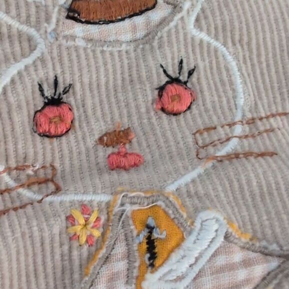 70s Kids‎ Tan Corduroy Embroidered Bunny Short Suit Outfit Vest - Picture 4 of 8